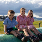 Children's Tussock Short Sleeve Shirt - Light Blue Check
