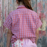 Children's Tussock Short Sleeve Shirt - Peachy Red Check