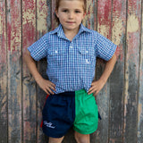 Children's Tussock Short Sleeve Shirt - Light Blue Check