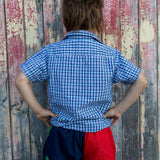 Children's Tussock Short Sleeve Shirt - Light Blue Check