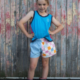 Children's Shearer's Singlet - Turquoise and Watermelon Pink