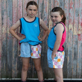Children's Shearer's Singlet - Turquoise and Watermelon Pink