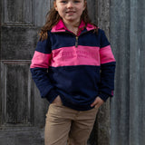 Kids Countryside Quarter Zip - Pink & Navy new size