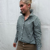 Woman's Bessie Ruffle Shirt - Green Gingham