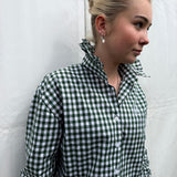 Woman's Bessie Ruffle Shirt - Green Gingham