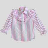 Delilah Frill Shirt - Bubblegum Pink Stripe