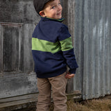 Kids Countryside Quarter Zip - Olive & Navy