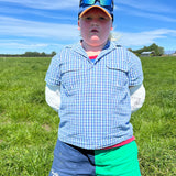 Children's Tussock Short Sleeve Shirt - Light Blue Check