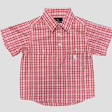 Children's Tussock Short Sleeve Shirt - Peachy Red Check