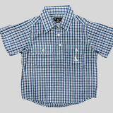 Children's Tussock Short Sleeve Shirt - Light Blue Check